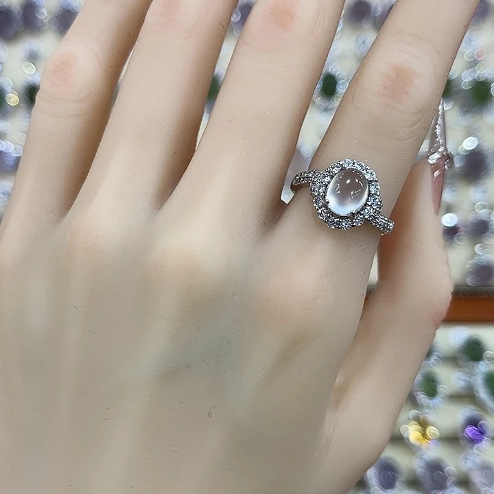 蛇纹石玉银S925镶嵌戒指