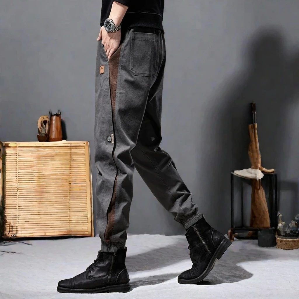 潮牌工装裤个性宽松春秋秋季大码美式休闲哈伦裤束脚小众痞帅男款