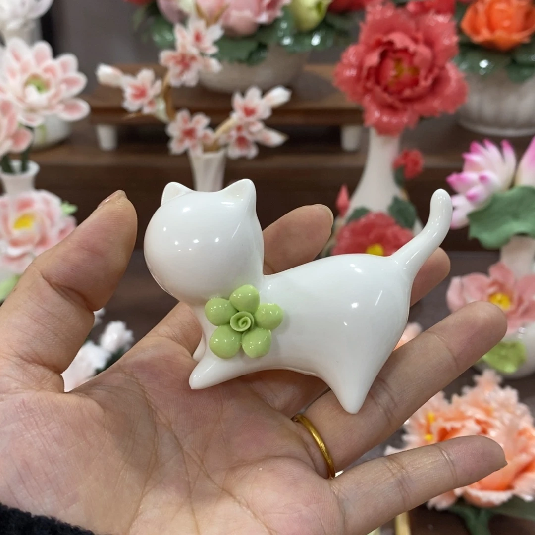 摆件陶瓷手工花摆件
