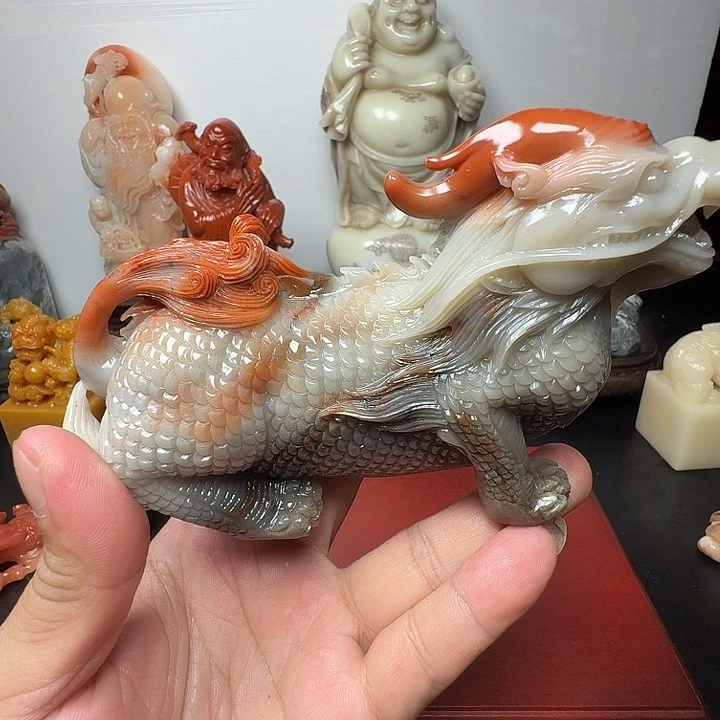 海**笑芙蓉石工艺品摆件