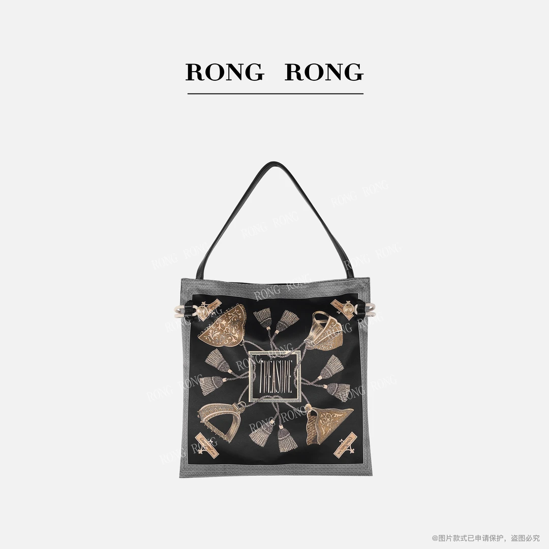 溶溶RONGRONG 法式轻奢金色复古元素丝巾包单肩包BB81723