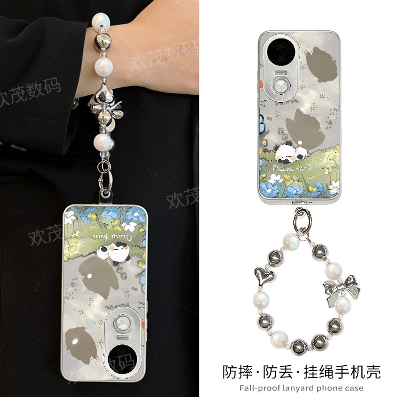 适用vivos20手机壳新款vivo镜面手链s19全包pro防摔带挂绳高级感