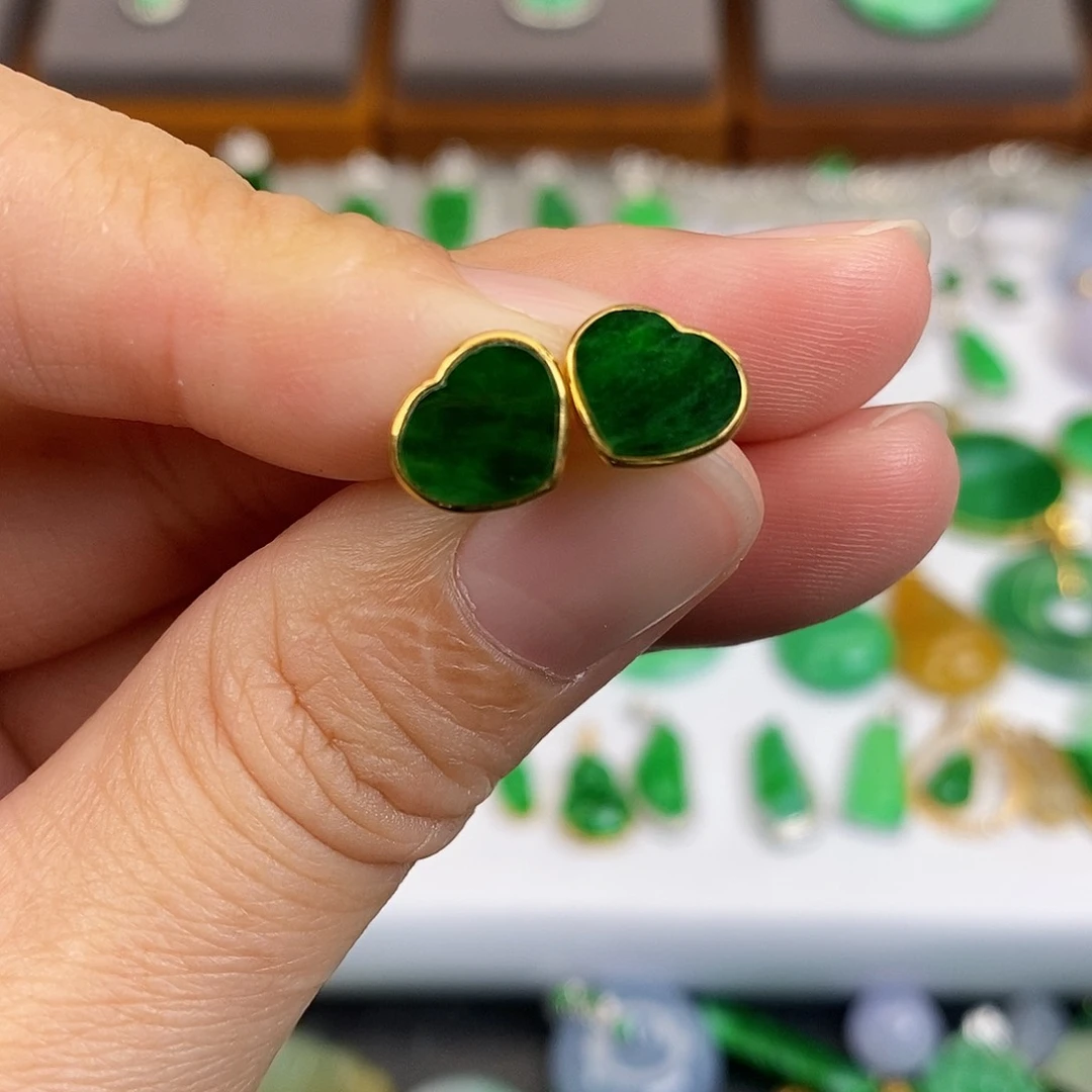 吊坠(不含链)18K金镶嵌翡翠