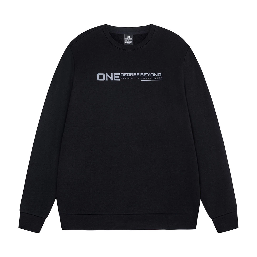 361°运动卫衣男2025秋冬新款情侣加绒保暖休闲服圆领宽松套头卫衣