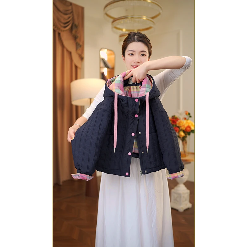 女童棉服冬季2025新款洋气儿童时髦夹棉加厚连帽棉袄女孩冬装外套