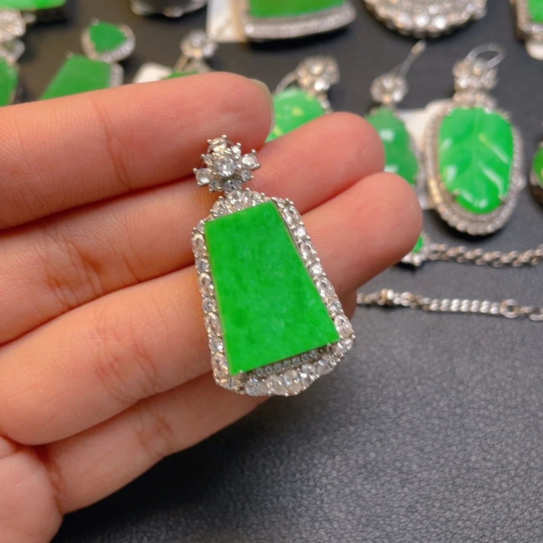翡翠银S925镶嵌吊坠(不含链)