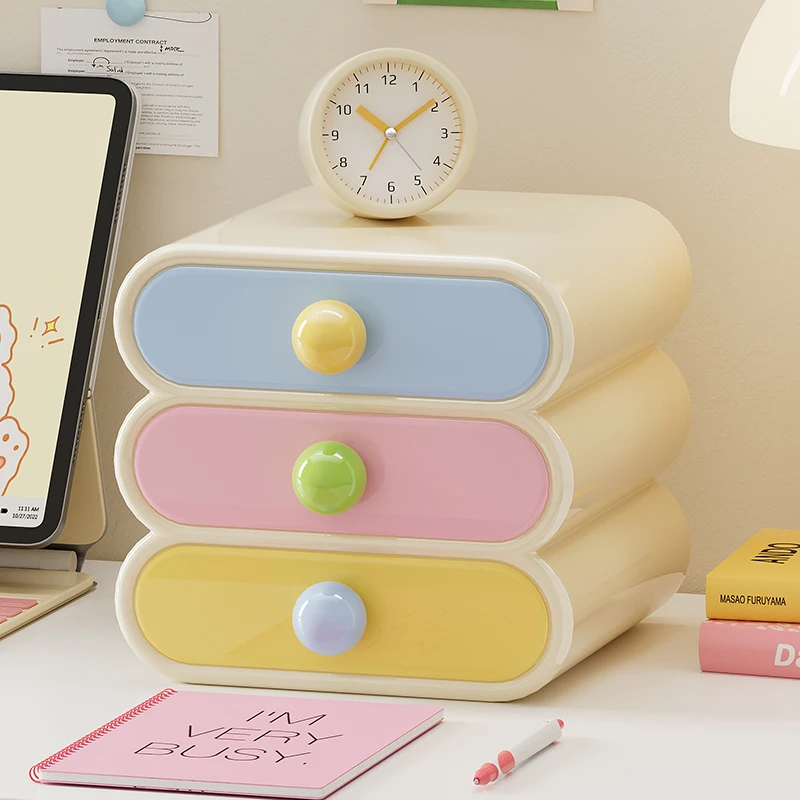 橱明星马卡龙桌面抽屉收纳盒多功能书桌杂物收纳架多巴胺分格置物