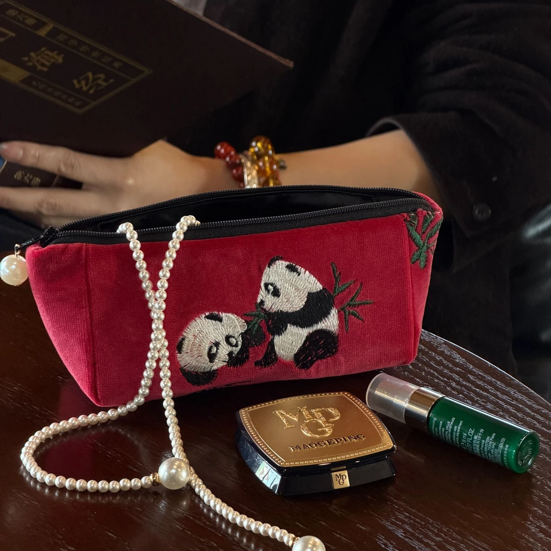 国风中式刺绣手拿包帆船零钱包