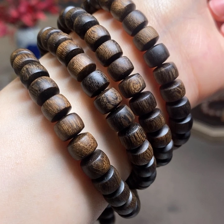 沉香手串越南富森红土玉化瘤疤0.6×0.8×108