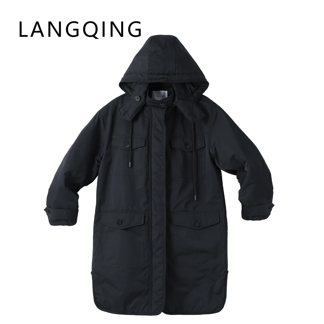 浪清/女装推荐 布蓝达中长款可拆卸工装棉服43310#