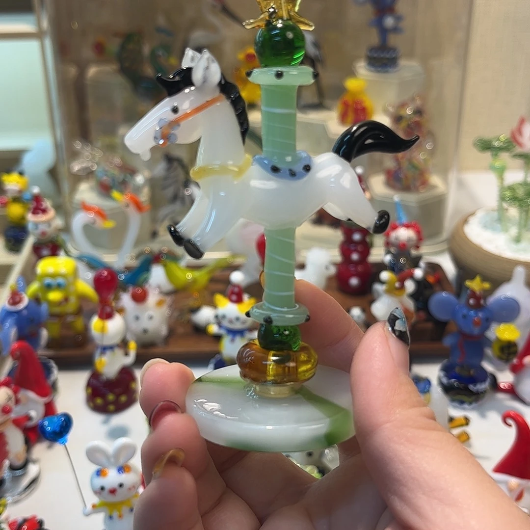 琉璃手工艺品旋转木马