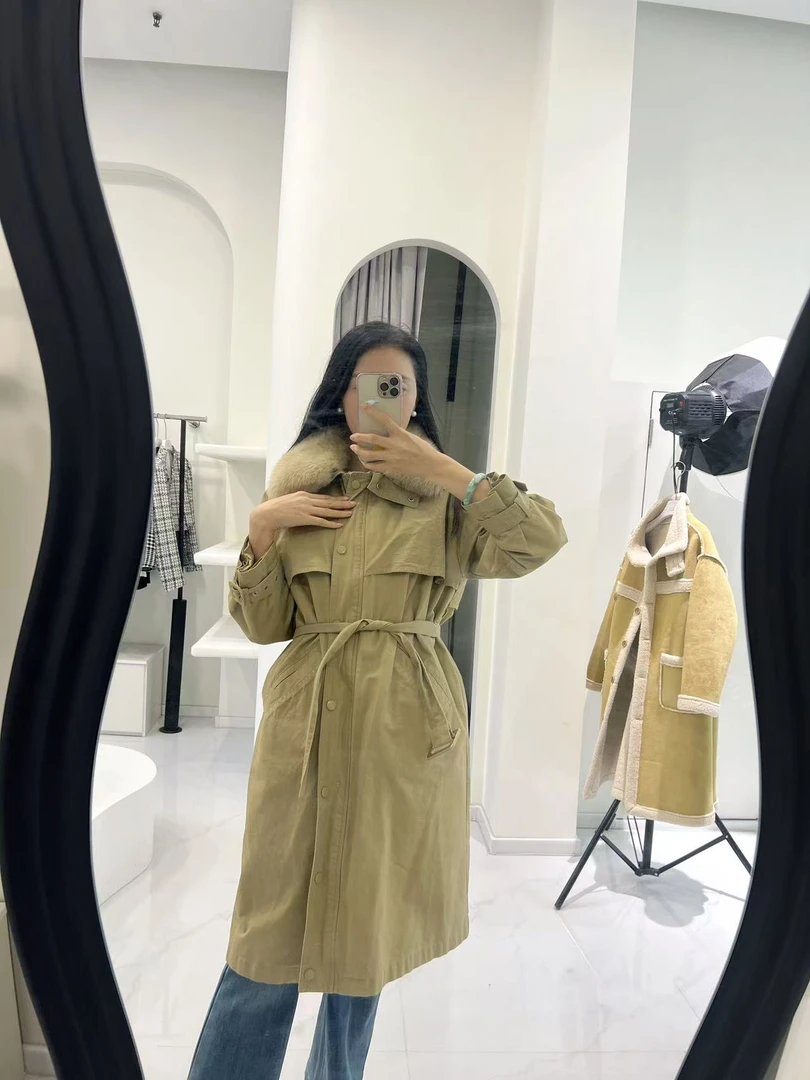 羽绒内胆长款风衣外套