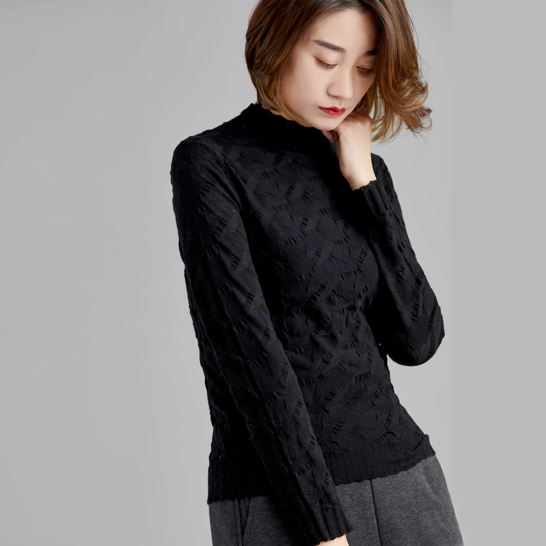 纱织【云端体感】长袖针织衫时尚120织慵懒风打底衫调整型LX229221