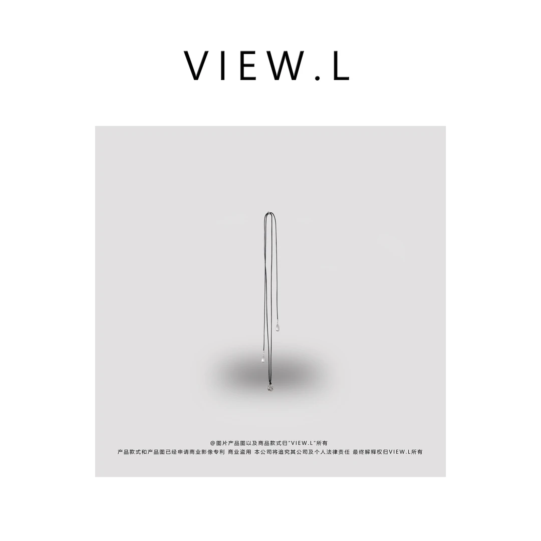 非金属棉绳项链 view.l25  拉丝工艺 水滴 圆珠项链  925银 W1616