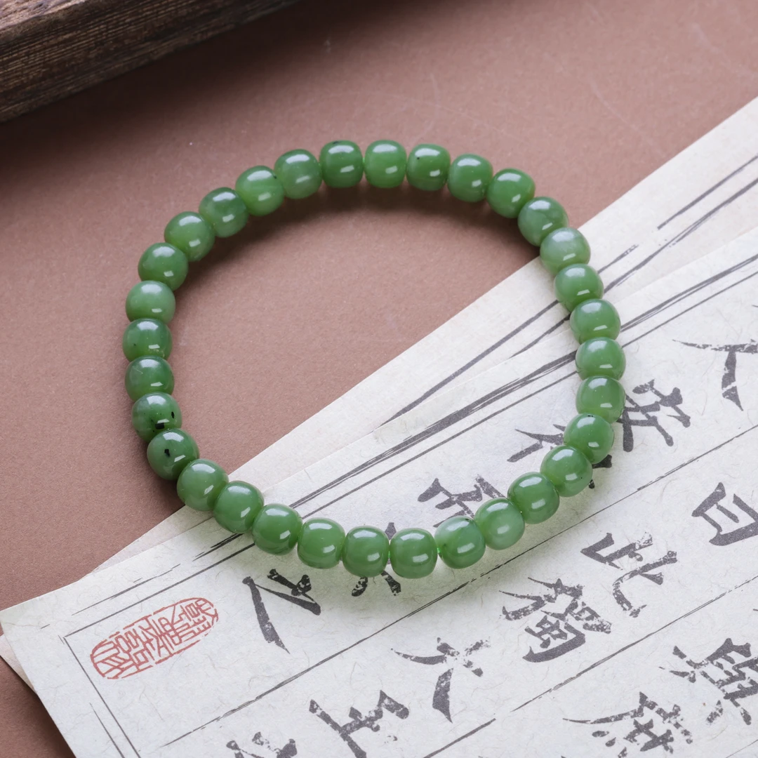 新疆爱思尔黑羊洞和田玉7*6直切手串MDSA0G66-1（多样性发一）