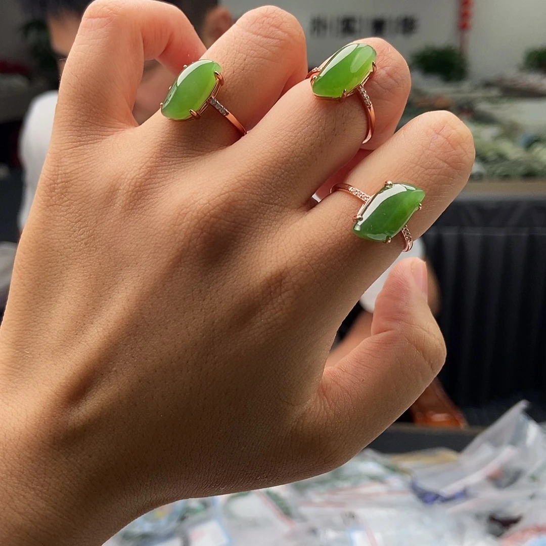 和田玉戒指银S925镶嵌颜色多样性发拍一发一