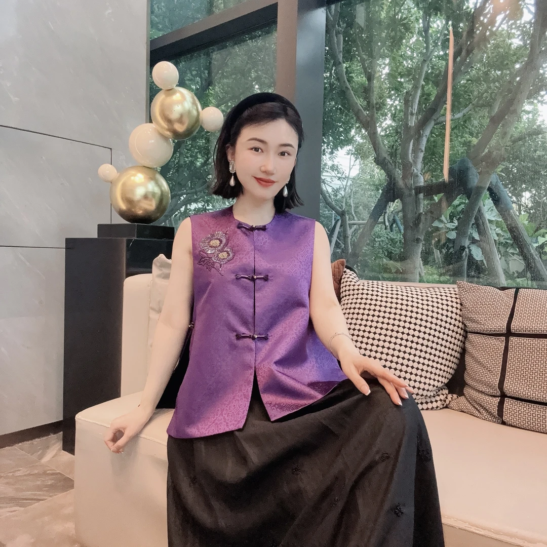 Betty Bairn【碧水澜山】高定系列织锦缎刺绣马甲25B-BW9720