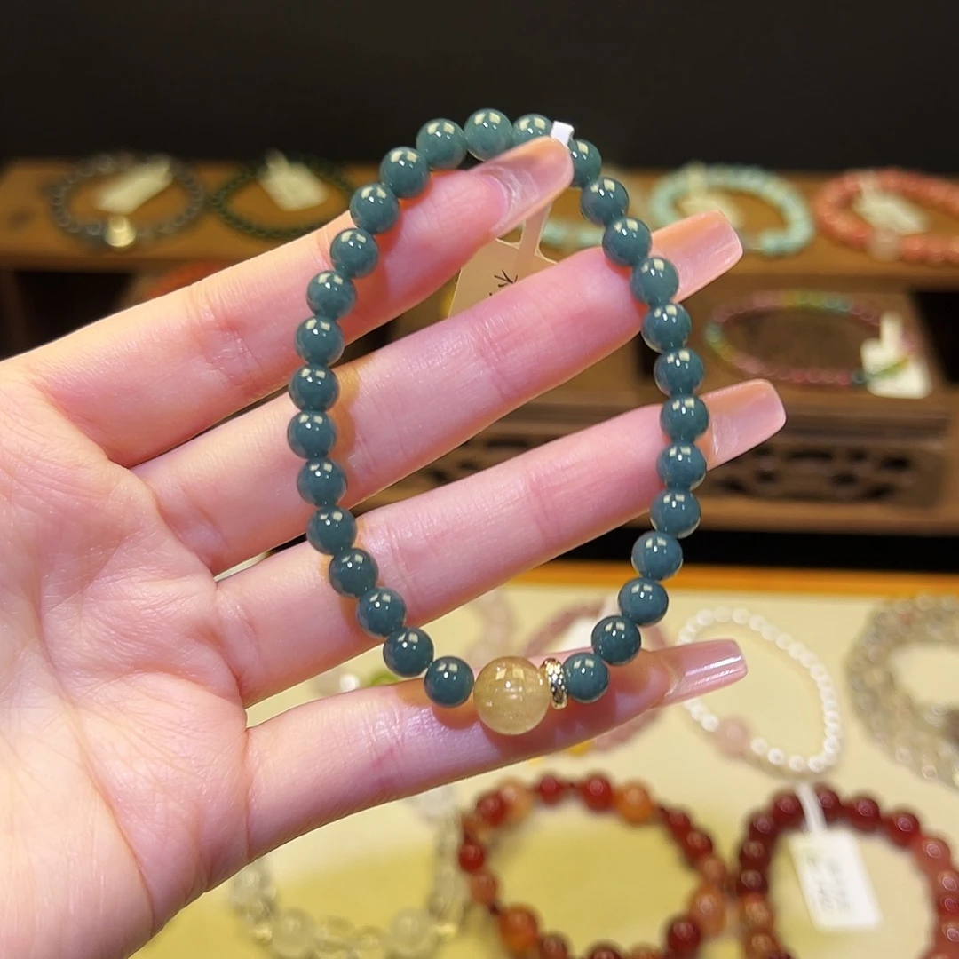 手串银S925镀金镶嵌水晶蓝1184