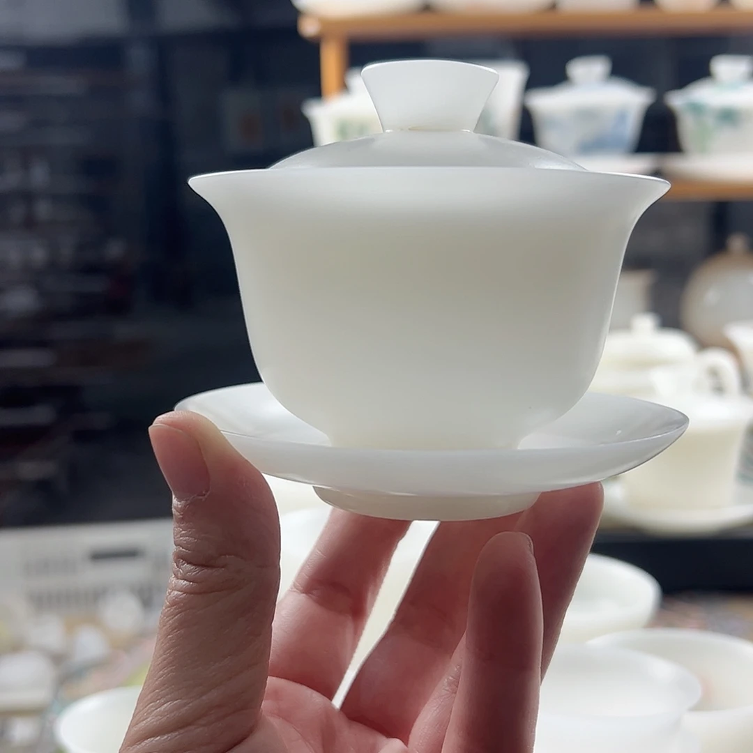 素烧璞玉元宝盖碗满容170ml