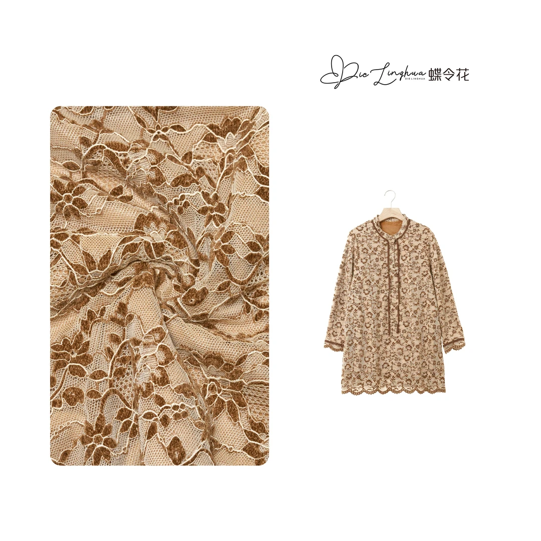 蝶令花春秋加绒保暖碎花复古时尚宽松气质休闲网纱上衣D-24558