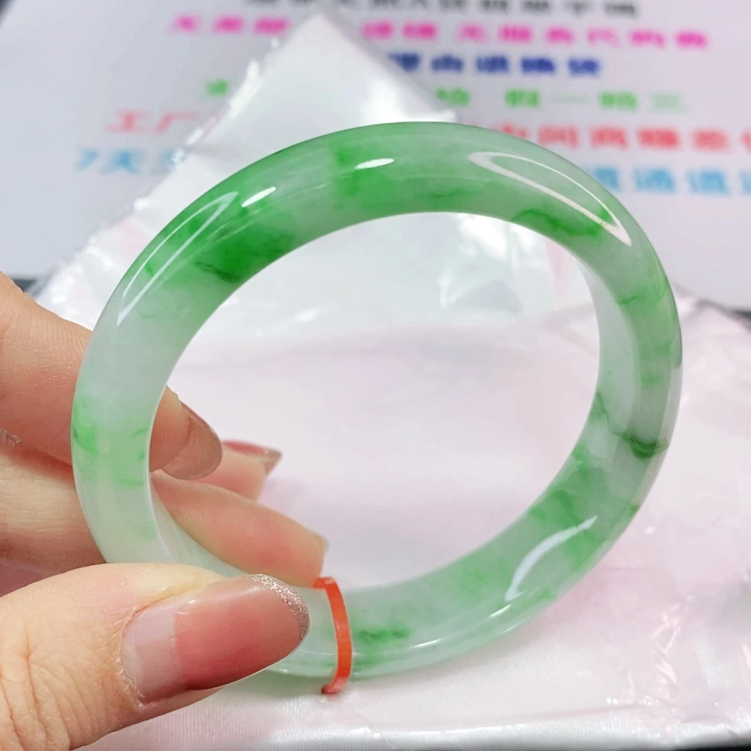 未镶嵌手镯翡翠57.6圈冰飘阳绿