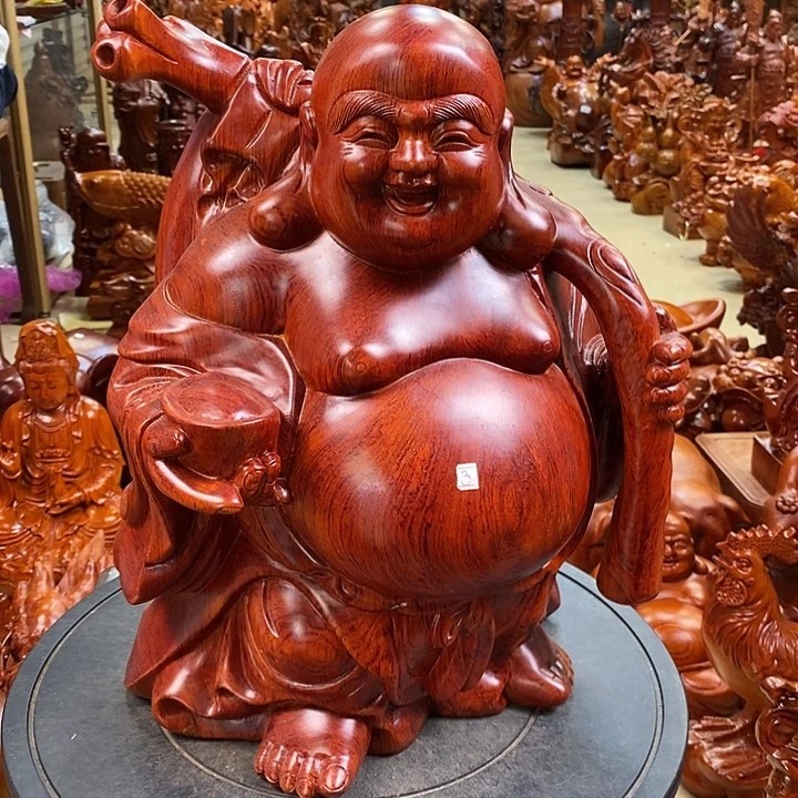 花梨木笑佛摆件40 公分