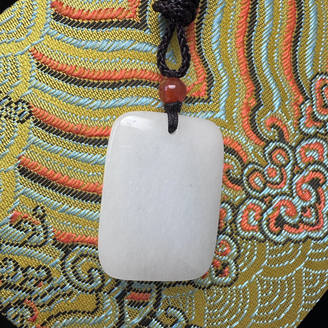 R059天然玉石无事牌配縄子帯礼盒收藏品