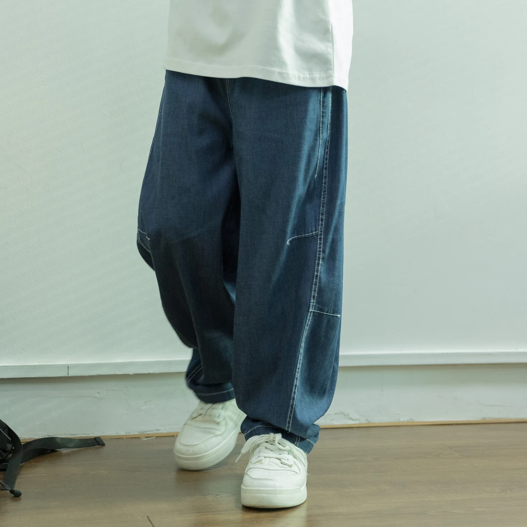 【卡七】男童牛仔裤2025秋季新款童装中大童宽松弯刀裤休闲薄款长裤