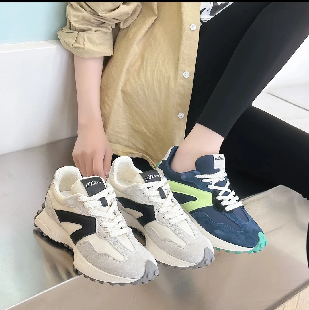 追风少女拼色小蛮腰百搭厚底休闲阿甘鞋 A1801