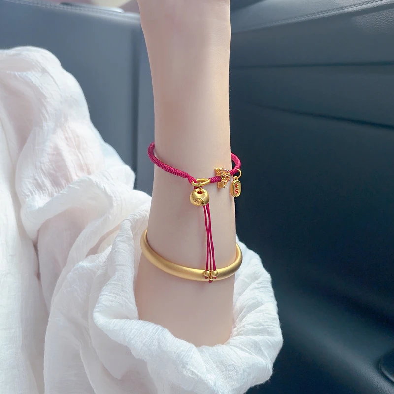 瑞诺黄金小胖福红绳手链女足金999小木马本命年手绳送女友礼物