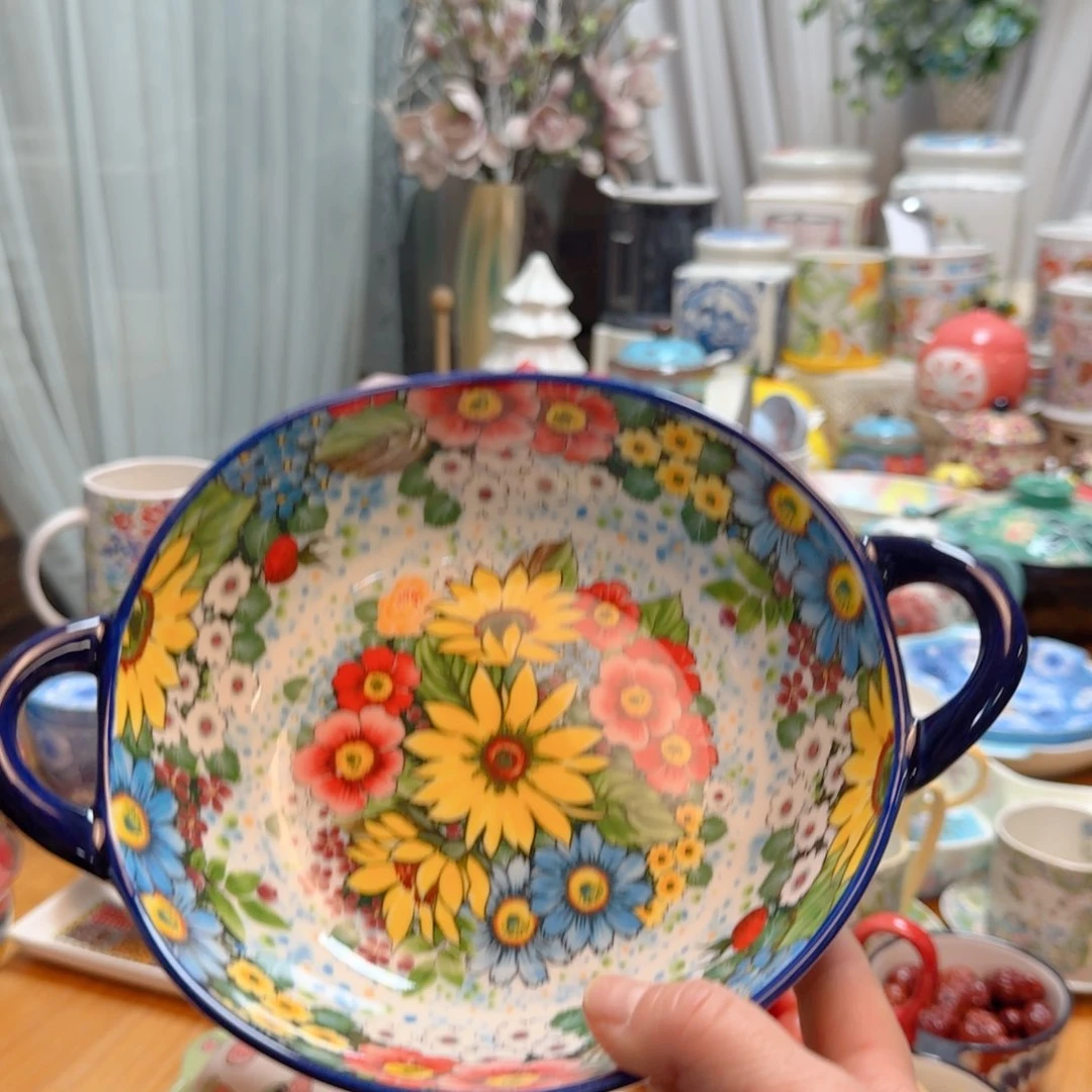 瓷7英寸双耳异形盘一只