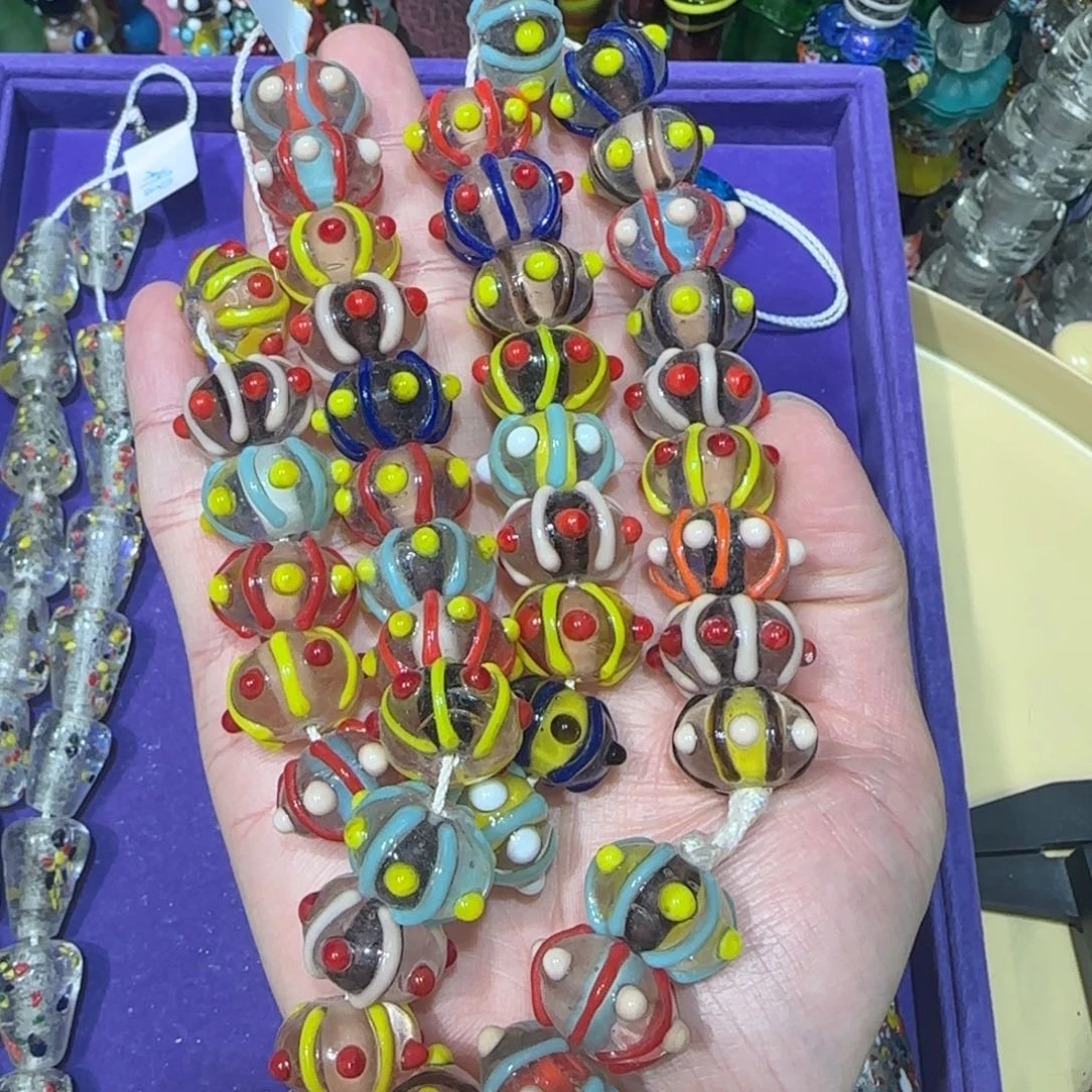 琉璃非金属21mm海胆蜻蜓眼琉璃珠