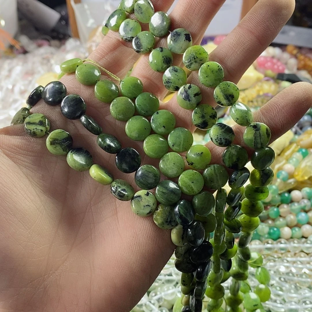 玛瑙/玉髓珠宝半成品未镶嵌一条天然5×10药王石圆饼A55