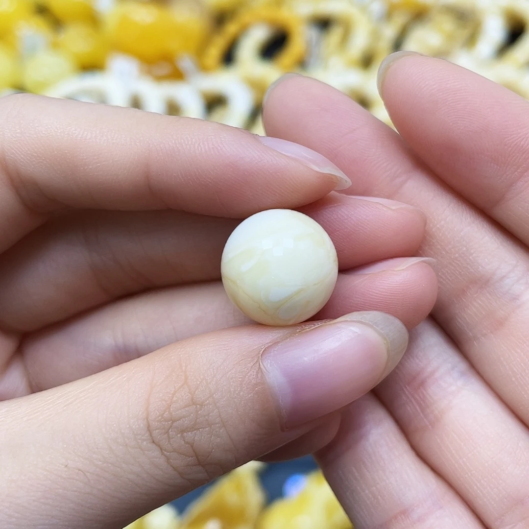 裸石蜜蜡未镶嵌圆珠14.9mm矿灰