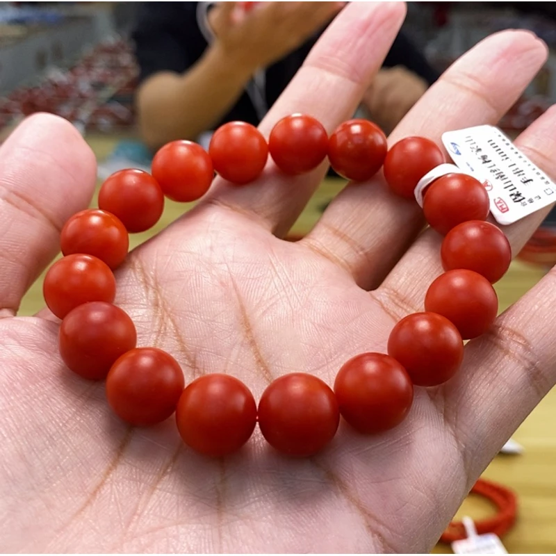 【小刘南红】保山南红精品哑光圆珠单圈 13mm 多样性发一