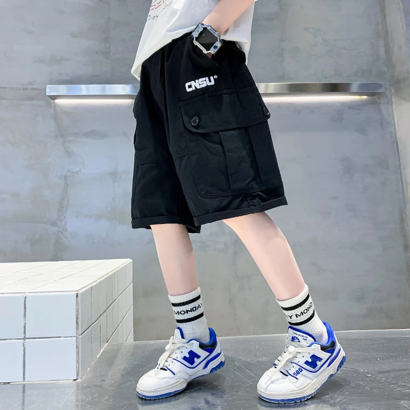 男童夏季短裤薄款2025新款大童休闲男孩宽松儿童帅气工装五分裤子