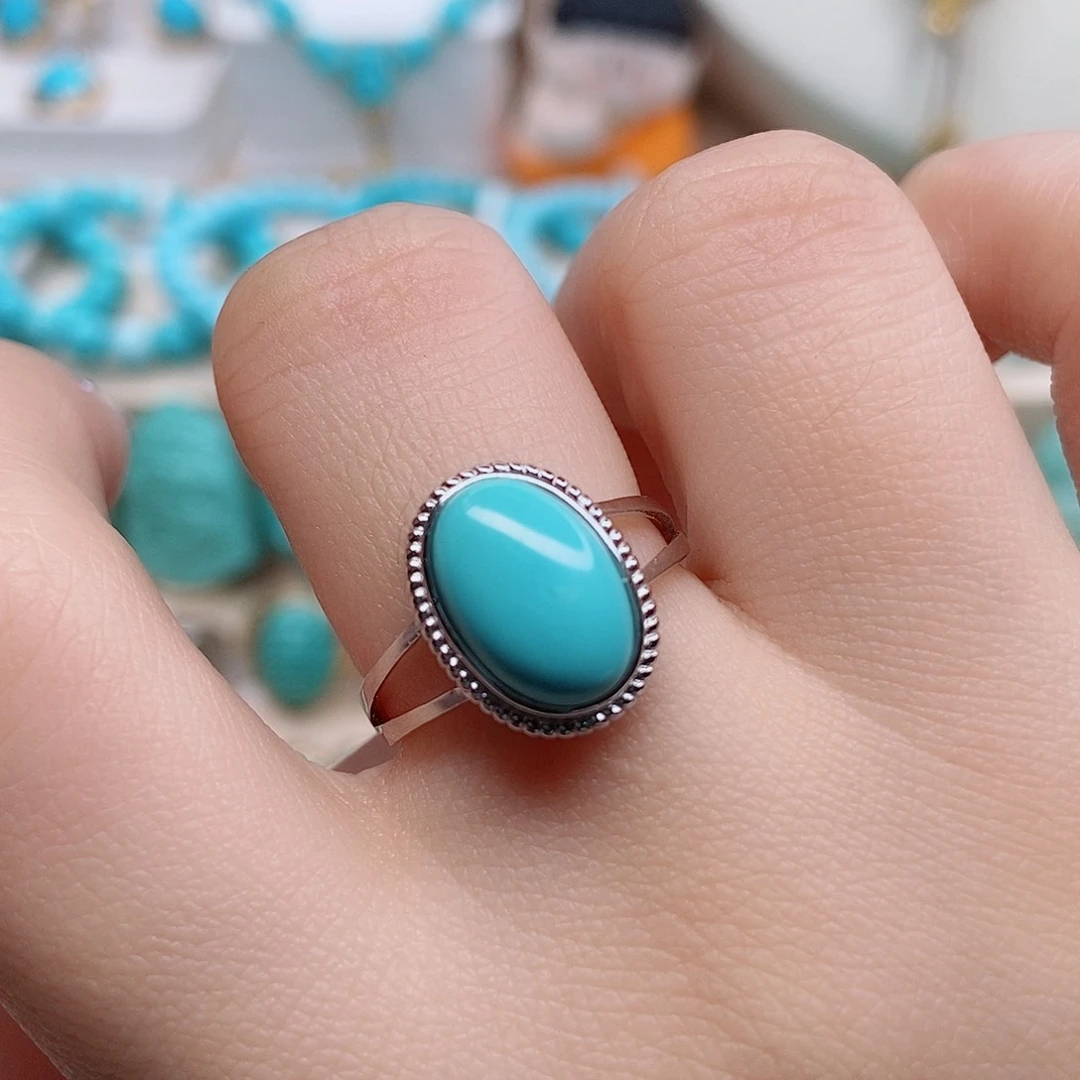 绿松石戒指银S925镶嵌