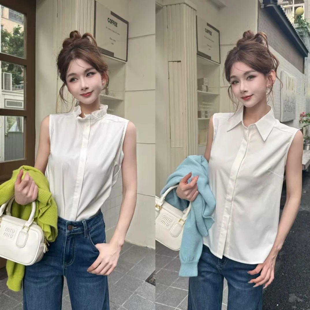 【叠穿神器】AB两款极简百搭叠穿无袖背心衬衫女