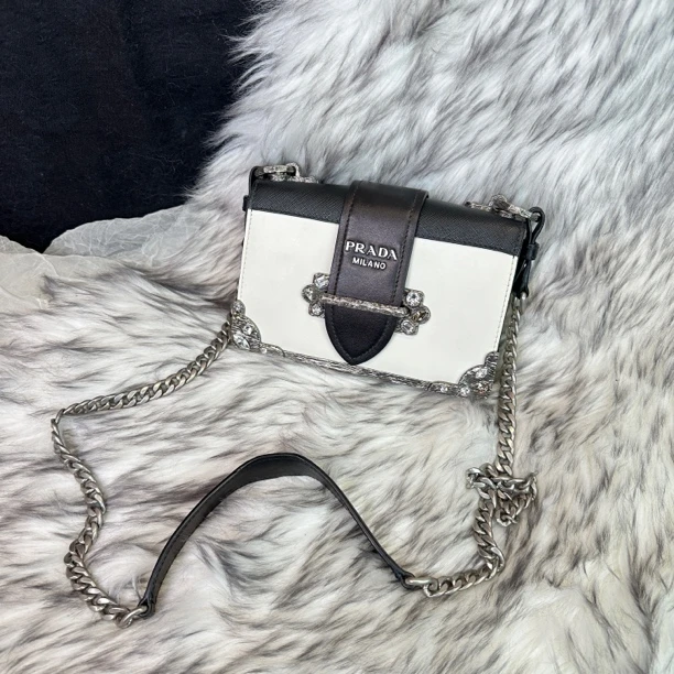 95新 Prada/普拉达 拼色宫廷单肩斜挎包