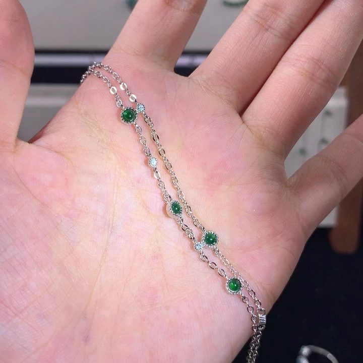 银S925镶嵌手链翡翠499绿水