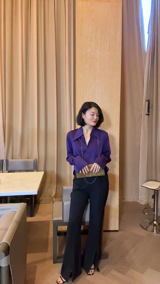 TANTAN  真丝 气质翻领时尚休闲衬衫 XD 2269