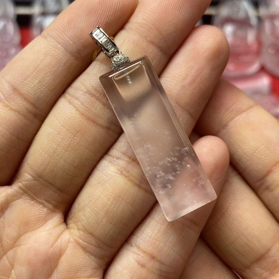 石英质玉银S925镶嵌吊坠
