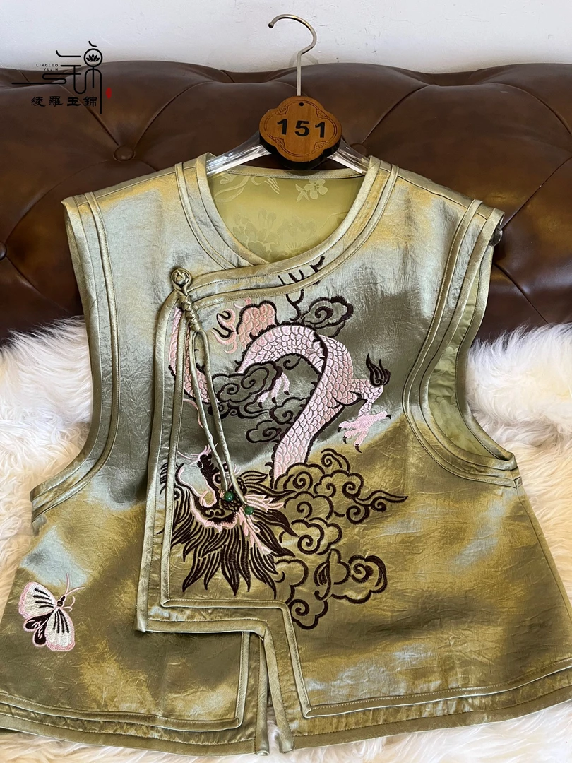“151”醋酸重工刺绣腾龙马甲