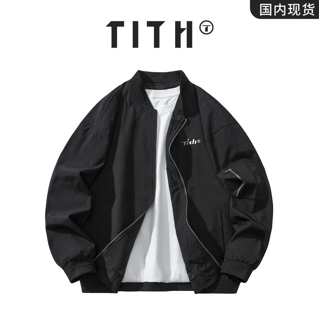TITH春季棒球领透气防水情侣夹克韩版时尚男士外套宽松潮流帅气