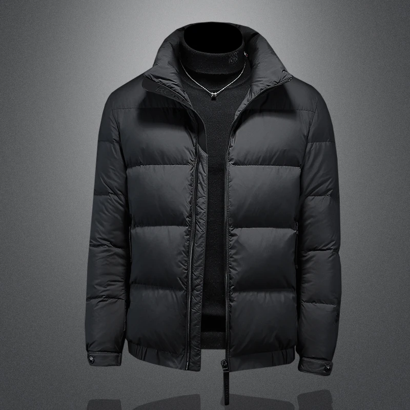 约文库费男士立领时尚羽绒服男冬季新款保暖休闲青年纯色加厚外套