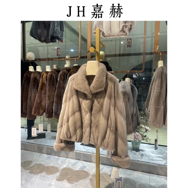 【JH嘉赫】“慵懒阔版”新款整貂女韩版立翻领时尚百搭貂皮外套