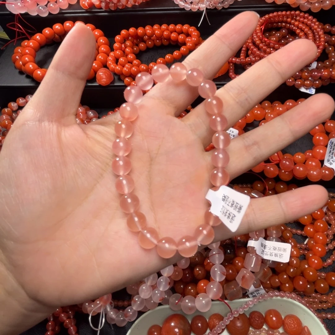 南红玛瑙未镶嵌手链8mm冰粉手串