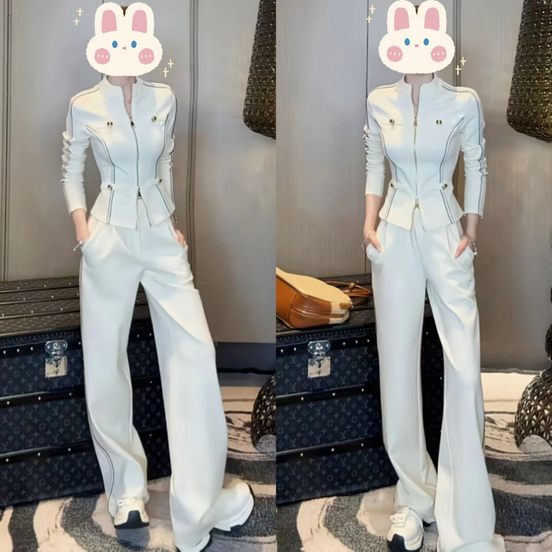 “女绅主义”ins风撞色拼接外套+设计感撞色拼接阔腿裤BB50444