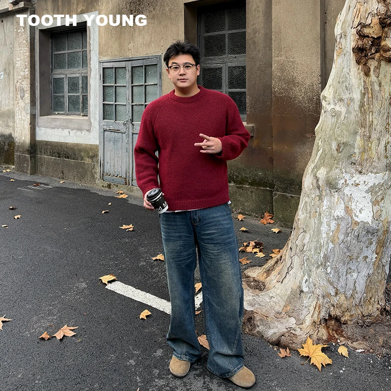 TOOTH YOUNG【复古派毛衣】羊毛纯色圆领套头冬季男针织衫
