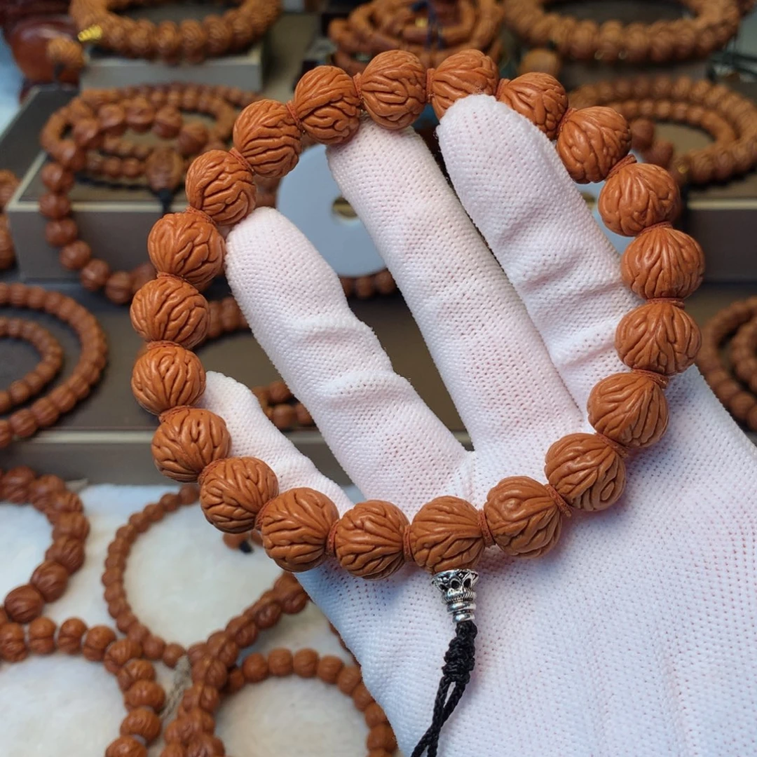 真***哦桃核手串秦岭龙纹